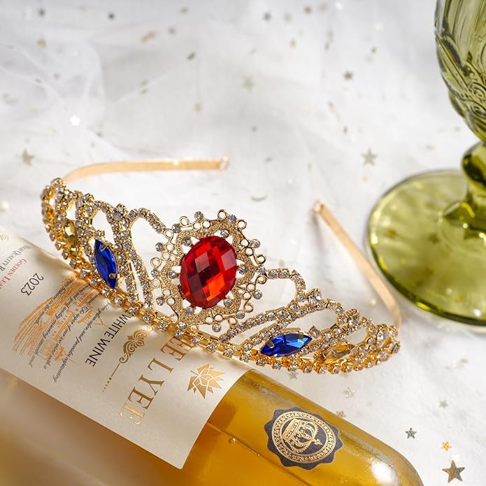 Princess Dress Up Accessories Tiara Crown Sparkle Gold Crown for Birthday Christmas Halloween Cosplay