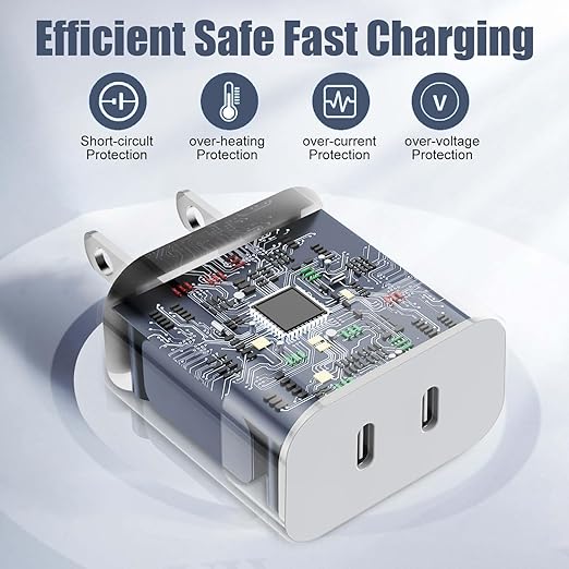Charger for iPhone 16/15 Pro Max Charger Fast Charging, 2Pack 20W Dual Port USB C Fast Charger Block with 10FT Long USB C to C Charging Cable Cord for iPhone 15 Pro Max/15 Pro/15/15 Plus, iPad Pro/Air