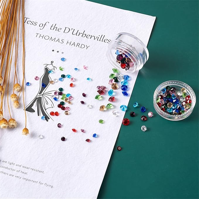 Fashewelry 180pcs 3mm/4mm/5mm Crystal Glass Birth Stone Cabochons 12 Colors Mini Pointed Back Faceted Diamante Rhinestone Gems for Floating Living Memory Charm Bracelet Necklace Nail Art Craft