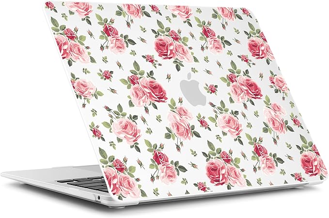Batianda Case for M1 MacBook Air 13 Inch Model A2337 A2179 A1932 2021 2020 2019 Release,Lovely Floral Design Matte Hard Shell with Keyboard Cover & Screen Protector, Roses