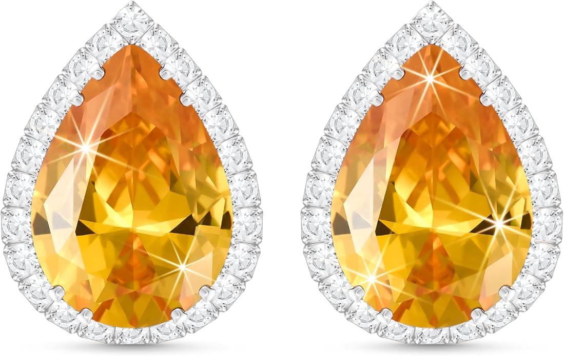 Linawe Women Stud Earrings, Teardrop Diamond Moissanite Cubic Zirconia Earrings Studs Rhinestone Jewelry Gold/Silver/Rose Gold