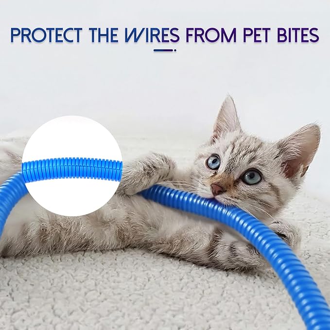 Split Wire Loom Tubing, 10,25ft Cord Protectors from Pets No Chew, Flexible Wire Covers Cord Protectors, Protective Split Cable Sleeve for Automotive Home Industrial Wires(Blue, 1.12inch-10ft)