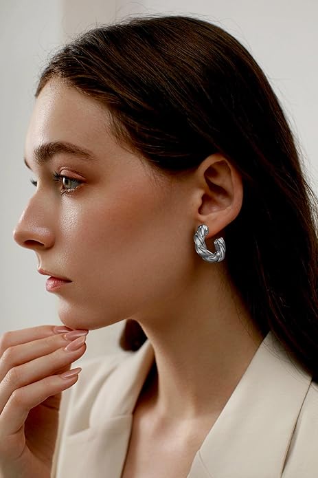 9 Pairs Chunky Gold Earrings Set for Women Trendy Lightweight Gold Plated Hoop Earrings Hypoallergenic Jewelry