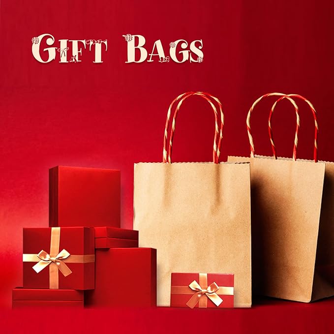COGLARING 100Pcs Brown Gift Bags with Handles - 11x5.9x11 Inch Kraft Paper Bags for Parties, Weddings, Shopping, Grocery, Takeout & Retail - Bulk Brown Paper Gift Bags