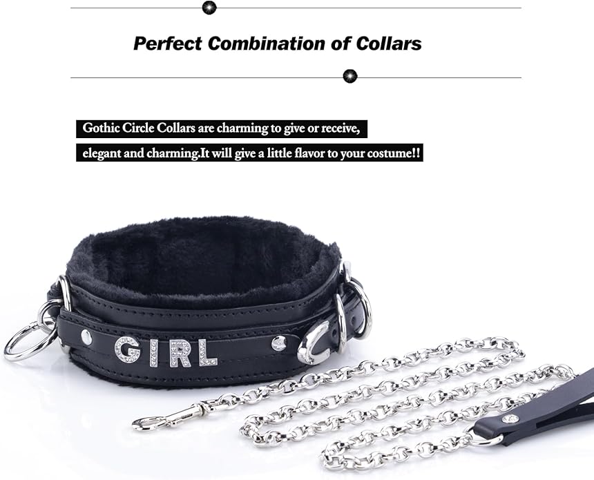 Sparkle Letter Choker Collar For Women, Furry O-ring Leather Collar Punk Gothic Choker Necklace Adjustable Fashion Jewelry, Black