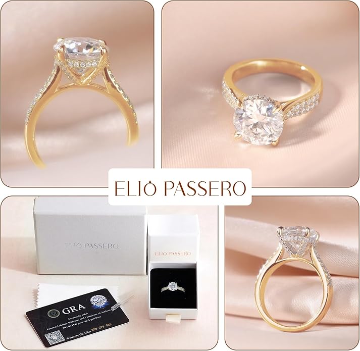 Moissanite Engagement Rings for Women,Promise Rings 925 Sterling Silver with 18K Yellow/White Gold Plated,D Color VVS1 Wedding Band Moissanite Ring 0.5/1/1.5/2/3/4CT