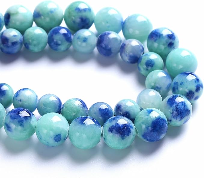 10MM 38PCS Peacock Blue Persian Jade Spacer Loose Beads for Jewelry Making DIY Bracelet Necklace