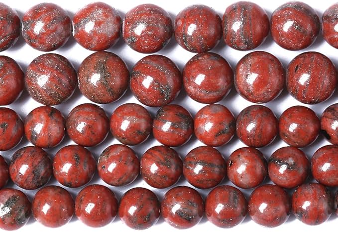 90pcs 4mm Natural Red Seasame Jasper Gemstone Beads Round Loose Spacer Beads for Jewelry Making DIY Bracelets Necklaces 15" (4mm, Red Seasame Jasper)