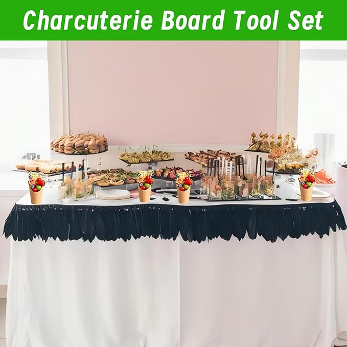 12Oz Charcuterie Cup Set, 24 Pcs Cups with 100 Pcs Coctail Picks, French Fry Holder and Bamboo Knot Skewers, Handheld Party Appetizer Kit, Disposable Kraft Paper Snack Box Container, Take Out Cones