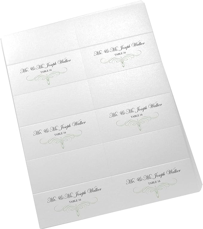 Decadent Flourish Printable Place Cards, Sage (Choose Color), Set of 60 (10 Sheets), Laser & Inkjet Printers - Wedding, Party, Dinner, and Special Events - Made in the USA