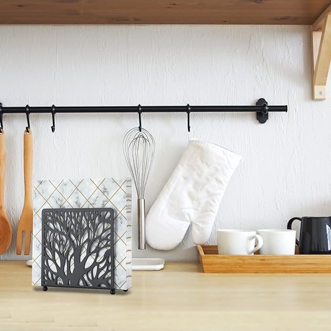 Farmhouse Black Napkin Holder for Tabletop Decor and Kitchen, Metal Table Napkin Holder Stand for Home Restaurant Picnic Party