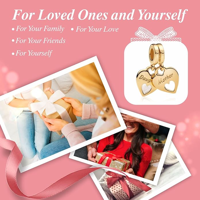 Family Mom Heart Charms 925 Sterling Silver Bead for Bracelets and Necklaces For Women Jewelry Present