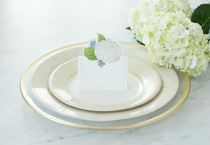 Caspari White Blooms Die-Cut Place Cards - Set of 40