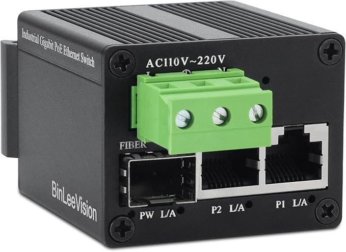 Industrial Mini Gigabit Ethernet Switch, 2-Port RJ45 + 1-Port SFP, Unmanaged Network Switch,Plug & Play,Fanless Metal Design,AC Power Supply(Non PoE)