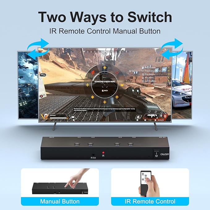 Y.D.F 4 Way HDMI Switch 4k@60Hz HDMI Switcher 4 in 1 Out HDCP 2.0 Manual HDMI 2.0 Hub Supports 3D Compatible with Nintendo Switch/Switch OLED/Xbox/ PS5/4/3 Blu-Ray Player Fire Stick Roku Apple TV