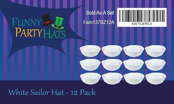 Funny Party Hats White Sailor Cap - Nautical Yacht Hat - Gob Hat - Costume