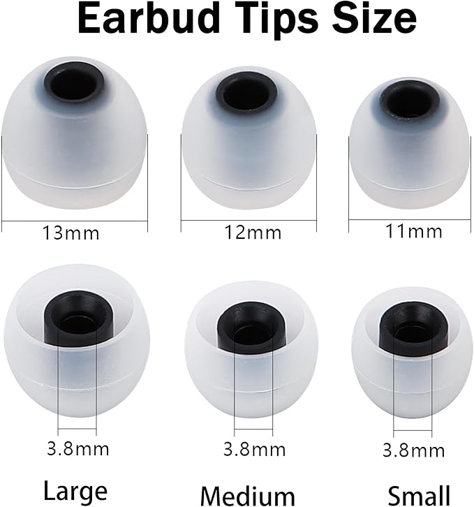 Replacement Earbud Tips Silicone Earbud Covers Fit Most in-Ear Earbuds(Inner Hole 3.8mm -5.1mm) Headphone Ear Tips Earbuds Rubber Tips 9 Pairs S M L