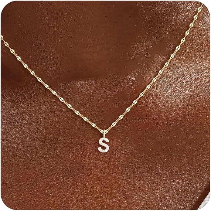 Initial Necklaces for Women,14K Gold Plated Necklaces, A-Z Letter Pendant Charm Necklace Trendy Dainty Hypoallergenic CZ Custom Personalized Name Necklace Gold Jewelry Birthday Christmas Gift for Her