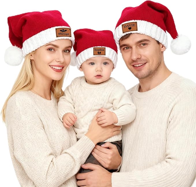 Custom Christmas Hats for Family Santa Hat Unisex Christmas Decorations Comfort Xmas Hat for New Year Festive Party