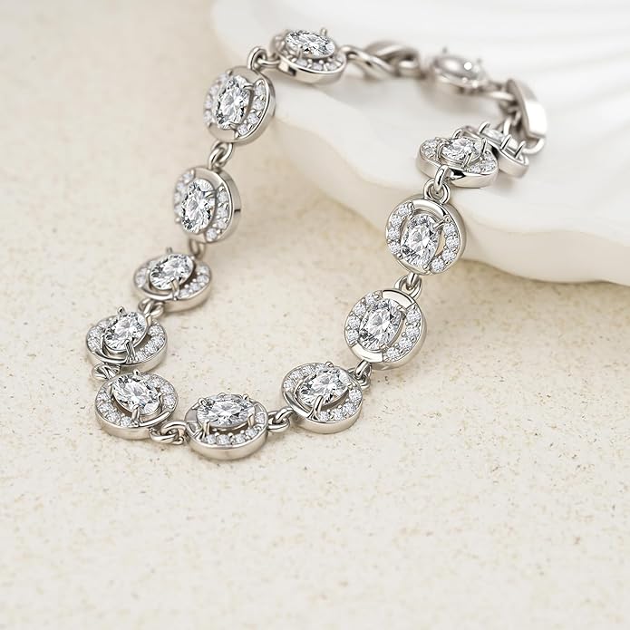 Tennis Bracelet for Women 14K Gold Plated Cubic Zirconia Bracelet,Classic Crystal Tennis Bracelet, Rhinestone Delicate Bracelet Gift for Her