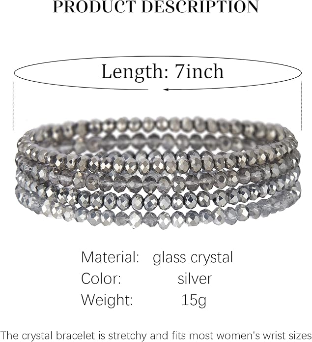 Noessla Beaded Boho Stretch Bracelet Colorful Stackable Crystal Beads Bracelets Trendy Costume Jewelry Mothers Day Gifts for Women