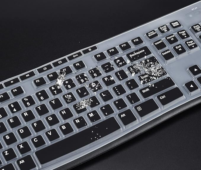 Keyboard Cover for Logitech MK295 MK270 MK200 K270 Wireless Keyboard, Logitech MK370 MK270 MK200 K270 Keyboard Skin Protector - Black