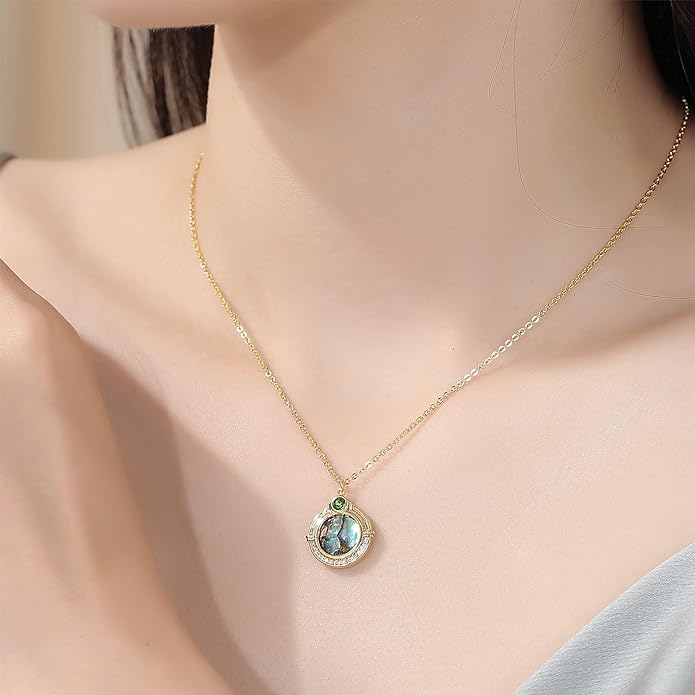 IBARA Women Gold Dianty Necklace Sun Crescent Moon Star Evil Eye Lock Lovely Heart Flower Butterfly Pearl Pendant Coin Necklaces 18K Gold CZ Diamond Filled Chain Boho Beach Simple Handmade Jewelry