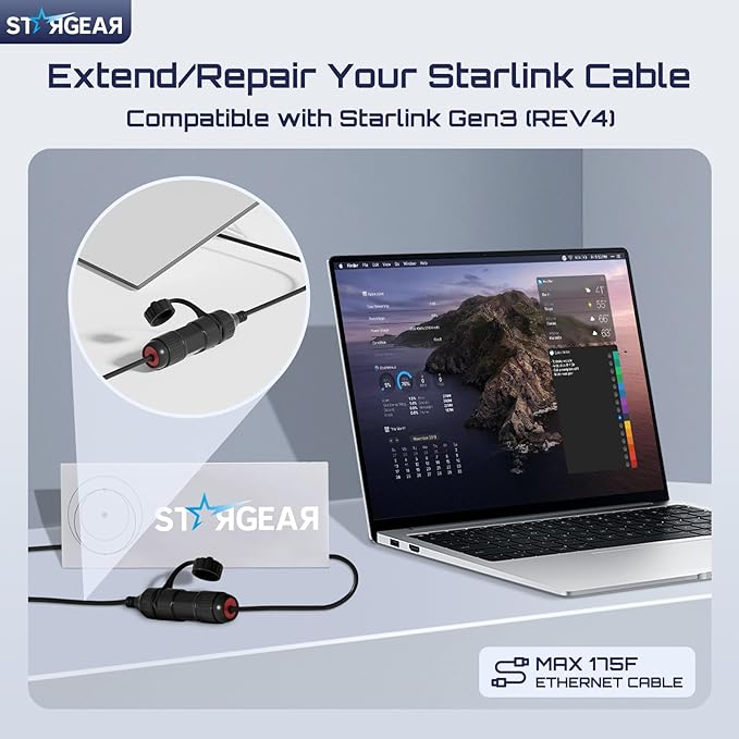 2 Pack Starlink Ethernet Adapter Gen 3/Mini, Waterproof Starlink Cable RJ45 Coupler Starlink Mini Ethernet Cable Extension