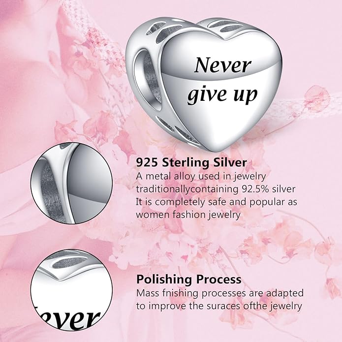 Annmors Personalized Photo Charms For Bracelets/Necklace 925 Sterling Silver Love Heart Shaped Engraved Customize Picture Gift for Birthday Mother's Day,Bead Charms Jewelry for Women