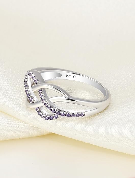 YL Celtic Knot Rings 925 Sterling Silver Twisted Knot Ring Birthstone Infinity Statement Jewelry for Women-size5