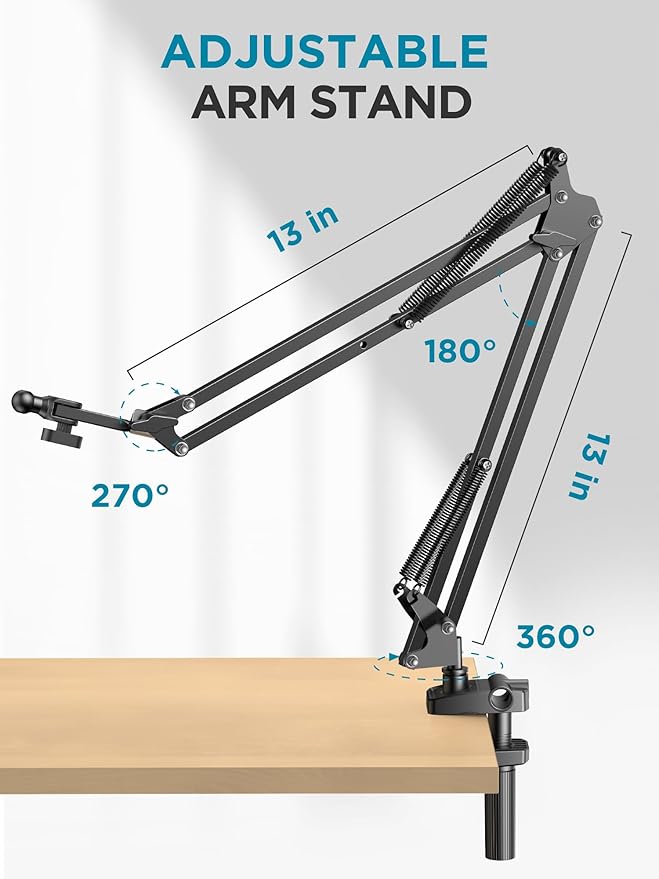 InnoGear Tablet Holder for Bed, Overhead Tablet Stand Phone Holder Tablet Mount for Desk 2 Clamps with Swivel Ball Head for iPad Kindle Switch Graphics Tablets 4-13" Devices