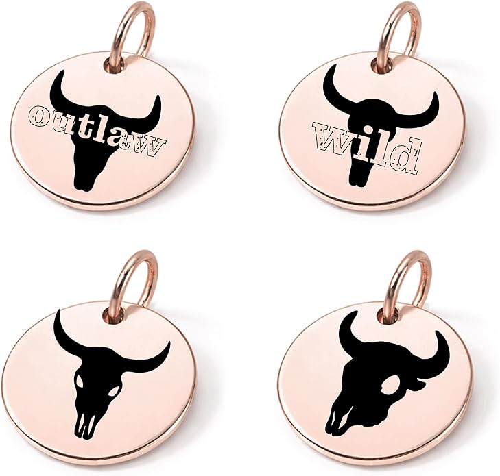 SM Design Western Charm Set of 4 – Stainless Steel Western Charms for Bracelets & Necklaces – Cowgirl, Ranch & Country Style Jewelry Charms – Western Gift for Women & Moms