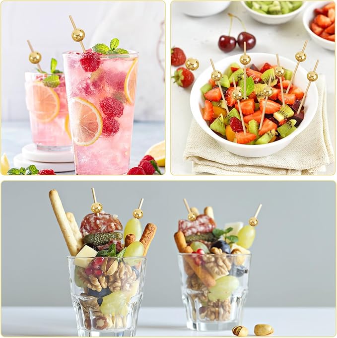 Cocktail Picks, 100PCS Toothpicks for Appetizers and Charcuterie Cups, Appetizing Skewers for Fruits Burgers Party Decoration - 4.7 inch