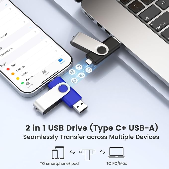 Customizable 16GB Flash Drive 10 Pack, ABLAZE Dual USB 2.0+ Type C Thumb Drives with Logo Personalized USB Memory Sticks (Mixed Colors)