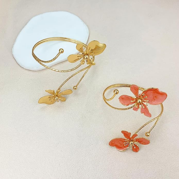 KOLODOGO Arm Cuff Jewelry for Women Upper ArmBand Cuff Bracelet Adjustable Flower Cuff Jewelry Gift for Women