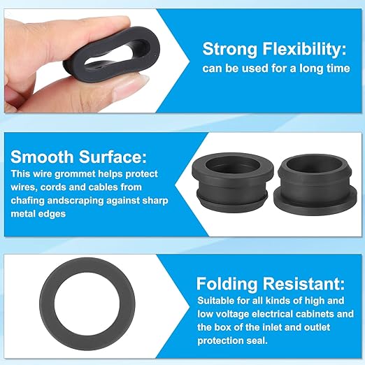 PATIKIL 28mm / 1-1/18 Inch Drill Hole,15/16 Inch ID Rubber Grommets, 3Pcs Top Hat Grommet for Wiring Eyelet Ring Gasket Automotive Firewall Cable Hole Plugs Wires Protection, Black