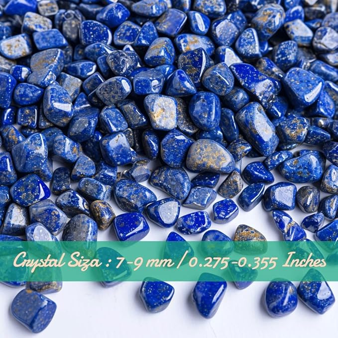 Polished Lapis Lazuli Crystal Chips 200 Pcs - 0.3" 10 oz Tumbled Stone Chips Crushed Sea Glass Stones Healing Reiki Crystal Making Home Decoration