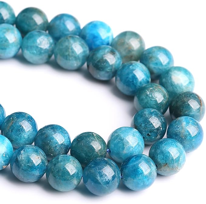 10MM 38PCS Natural Stone Blue Apatite A Grade Loose Beads for Jewelry Making DIY Bracelet