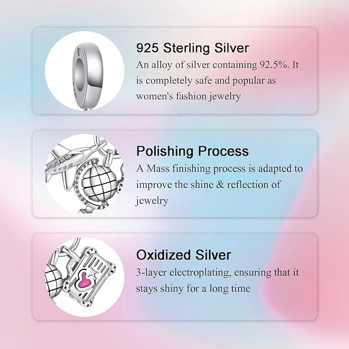 Birthday Fashion Love Heart Dangle Charm 925 Sterling Silver Charms fits Bracelets and Necklace Pendant Bead Charms Jewelry Present for Women Family Friends