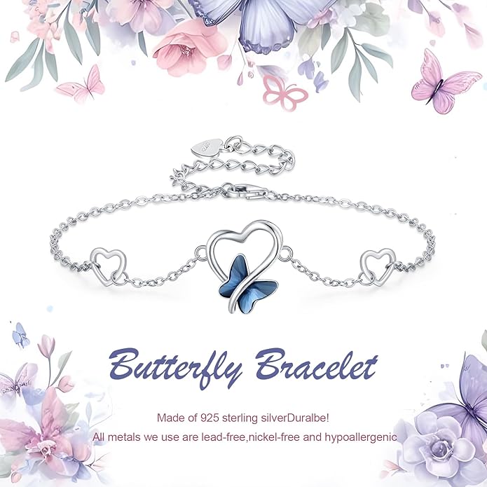 Dragonfly Bracelet 925 Sterling Silver Butterfly Bracelet Adjustable Celtic Moon Bracelet Irish Celtic Jewelry Gifts for Women