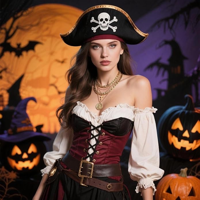 Pirate Necklace Chunky Gold Necklace for Women vintage Pirate Coin Pendant Necklace Fashion Chunky Chain Choker Necklaces Pirate Costume Women Men Jewellery