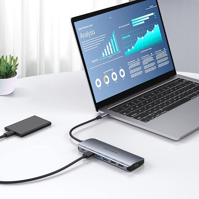 USB C Hub, Acodot 9 in 1 USB C to 4K@60HZ HDMI Multiport Adapter, 3 USB 3.0 Ports, SD/TF Card Reader, 100W PD, Desigend for MacBook Pro Air HP XPS and Other Type C Devices