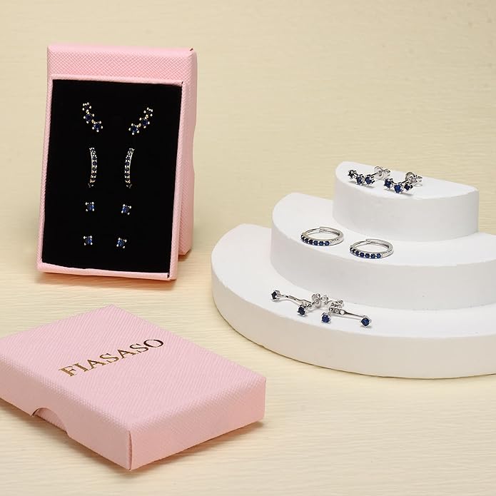 FIASASO 3 Pairs 925 Sterling Silver Hypoallergenic Earrings for Women Trendy - 14K Gold Plated Stud Hoop Cartilage Earrings Set Small Earring Stacks for Sensitive Ears Non Tarnish Dainty Silver Earring