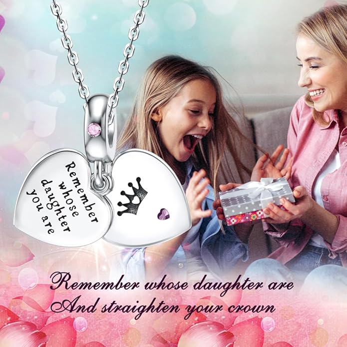 JIAYIQI Mother Sister Daughter Wife Charms Fit Charms Bracelet Necklace with Double Heart Love Charms 925 Sterling Silver Beads for Women Jewelry