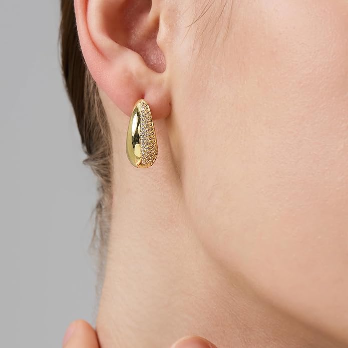 18K Gold Plated Huggie Hoop Earrings for Women, 925 Sterling Silver Post, Hypoallergenic Small Earrings