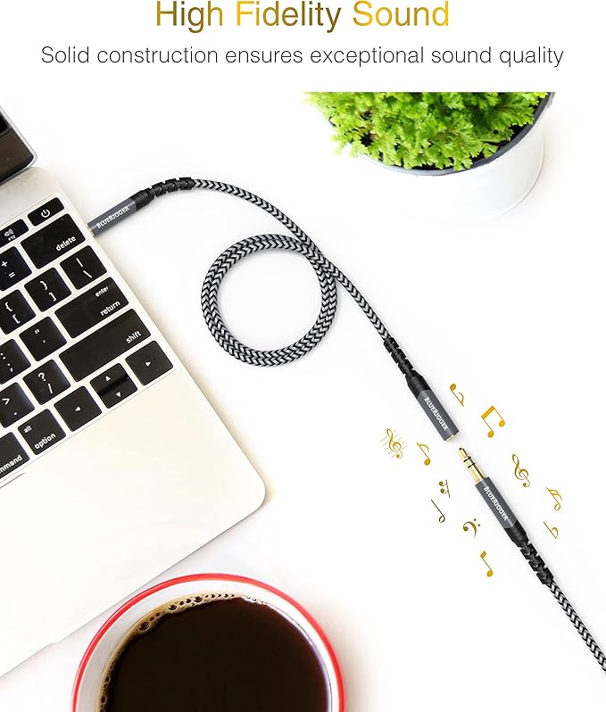 BlueRigger Headphone Extension Cable (15FT, 24K Gold Plated Jack, Hi-Fi Sound, 3.5mm Male to Female Stereo Audio Cable) – Aux Cord for iPod, Laptops, Smartphones, Speakers, Tablets, Home Car Stereo