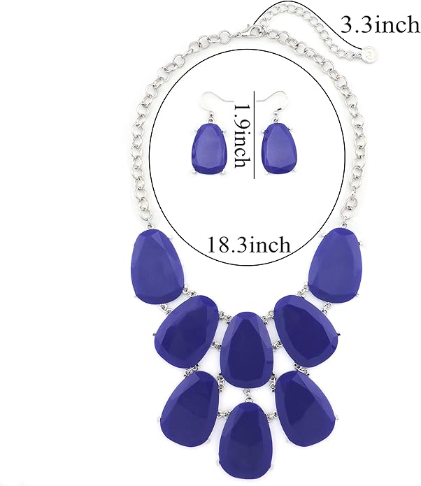 Firstmeet Chunky Bubble Statement Collar Necklace with Earrings for Women