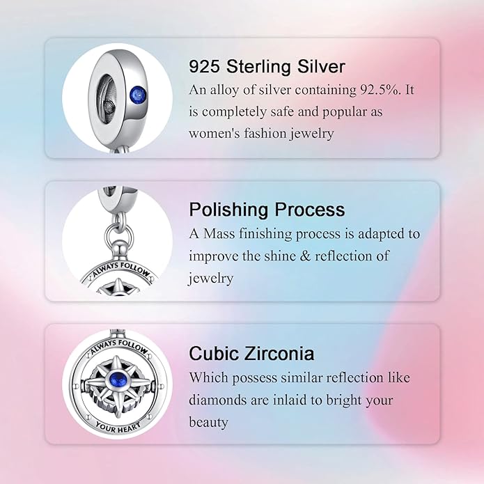 Birthday Fashion Love Heart Dangle Charm 925 Sterling Silver Charms fits Bracelets and Necklace Pendant Bead Charms Jewelry Present for Women Family Friends