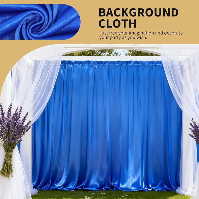 5x10FT Photo Stage Backdrop 2 Panels Curtains Drapes for Photography and Party(Royal Blue)