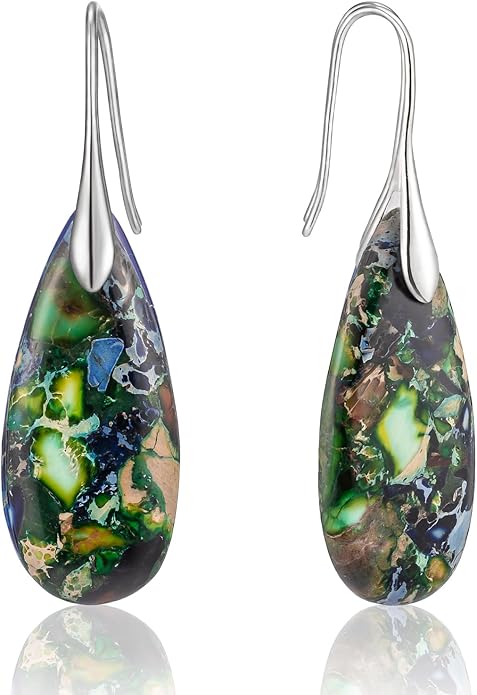 SELOVO Stone Fishhook Dangle Drop Earrings Statement Earrings for Women Stone